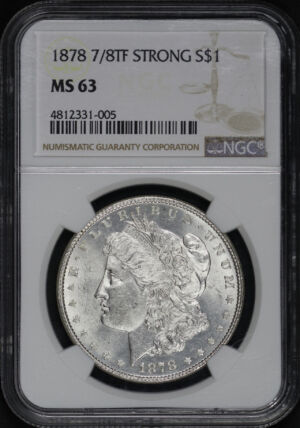 Obverse of this 1878 7/8TF Strong Morgan Dollar NGC MS-63