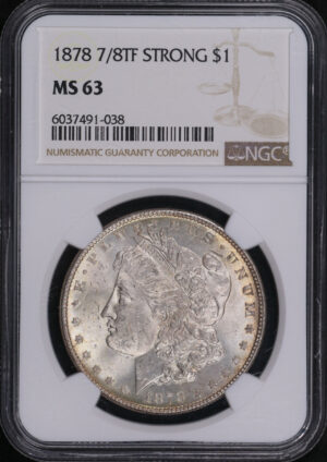 Obverse of this 1878 7/8TF Strong Morgan Dollar NGC MS-63