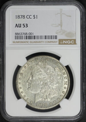 Obverse of this 1878-CC Morgan Dollar NGC AU-53