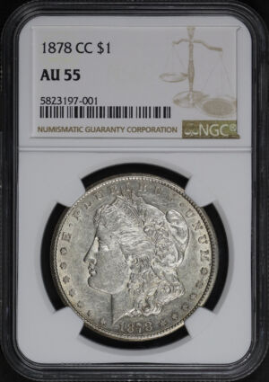 Obverse of this 1878-CC Morgan Dollar NGC AU-55