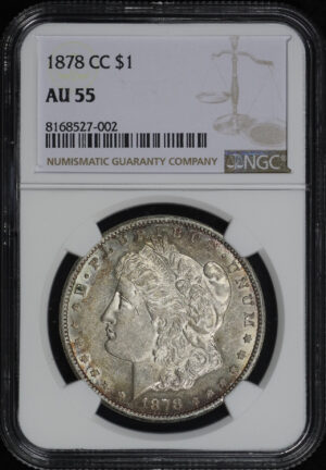 Obverse of this 1878-CC Morgan Dollar NGC AU-55