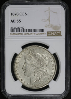 Obverse of this 1878-CC Morgan Dollar NGC AU-55