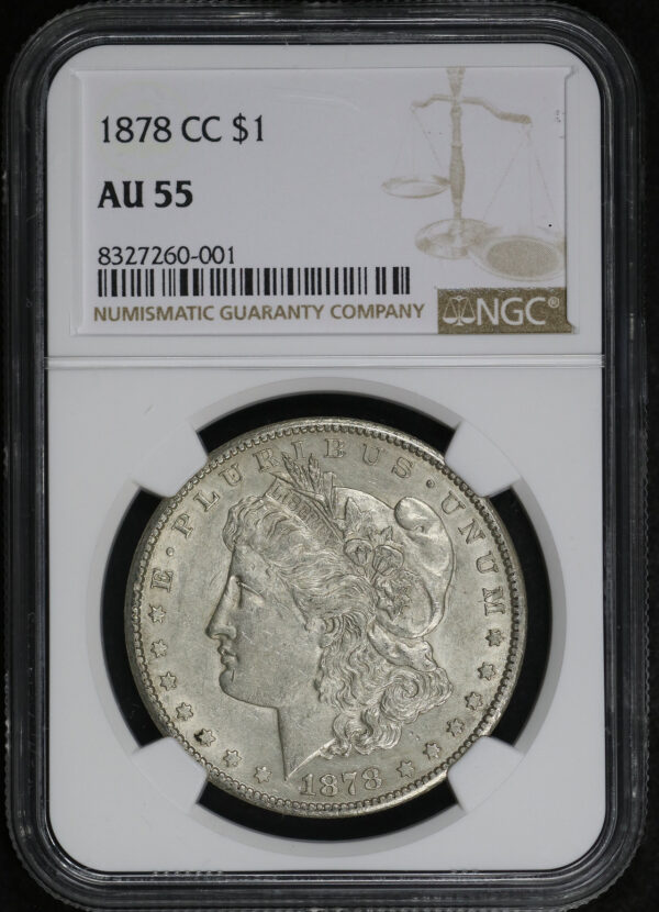 Obverse of this 1878-CC Morgan Dollar NGC AU-55