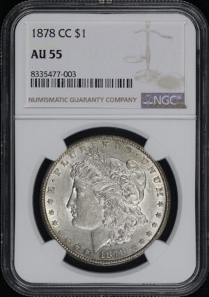 Obverse of this 1878-CC Morgan Dollar NGC AU-55