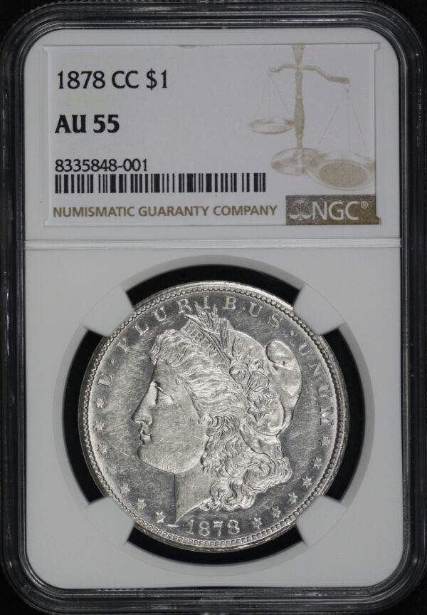 Obverse of this 1878-CC Morgan Dollar NGC AU-55
