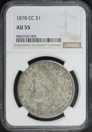 Obverse of this 1878-CC Morgan Dollar NGC AU-55