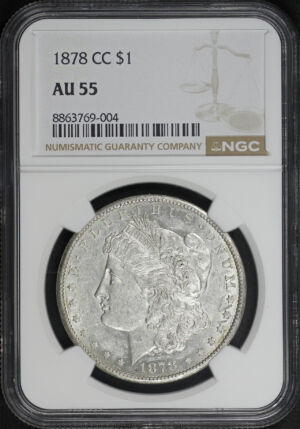 Obverse of this 1878-CC Morgan Dollar NGC AU-55