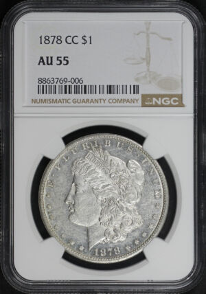 Obverse of this 1878-CC Morgan Dollar NGC AU-55