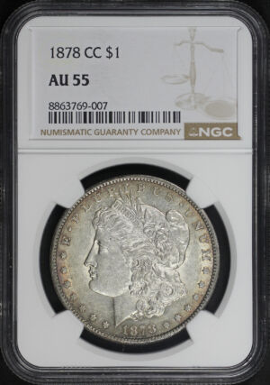 Obverse of this 1878-CC Morgan Dollar NGC AU-55