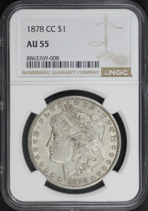 Obverse of this 1878-CC Morgan Dollar NGC AU-55