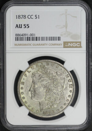 Obverse of this 1878-CC Morgan Dollar NGC AU-55