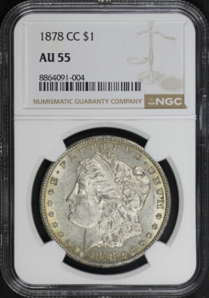 Obverse of this 1878-CC Morgan Dollar NGC AU-55