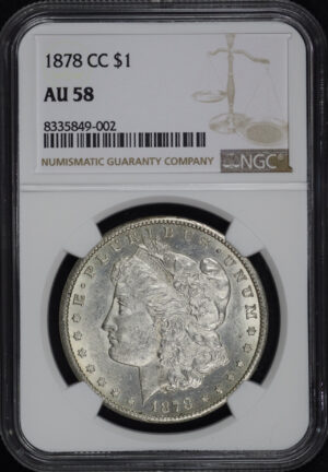 Obverse of this 1878-CC Morgan Dollar NGC AU-58