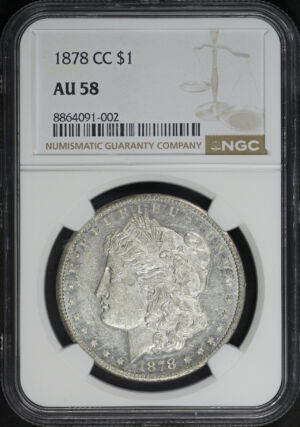 Obverse of this 1878-CC Morgan Dollar NGC AU-58