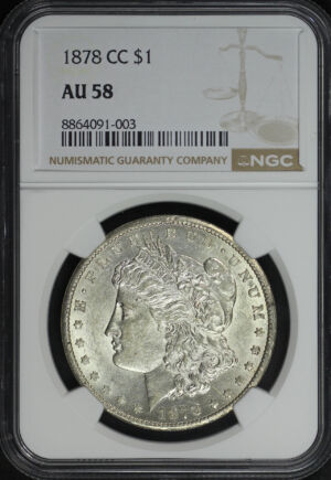 Obverse of this 1878-CC Morgan Dollar NGC AU-58