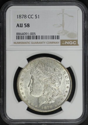 Obverse of this 1878-CC Morgan Dollar NGC AU-58