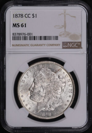 Obverse of this 1878-CC Morgan Dollar NGC MS-61