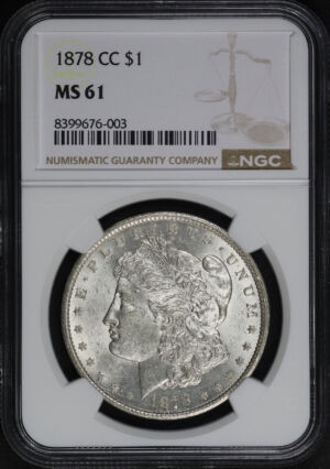 Obverse of this 1878-CC Morgan Dollar NGC MS-61