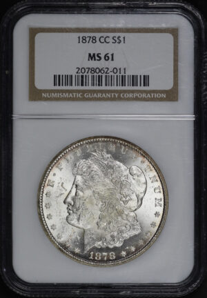 Obverse of this 1878-CC Morgan Dollar NGC MS-61