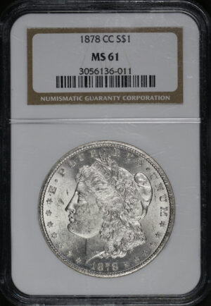 Obverse of this 1878-CC Morgan Dollar NGC MS-61
