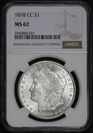 Obverse of this 1878-CC Morgan Dollar NGC MS-62
