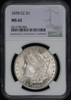 Obverse of this 1878-CC Morgan Dollar NGC MS-62