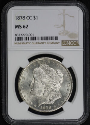 Obverse of this 1878-CC Morgan Dollar NGC MS-62