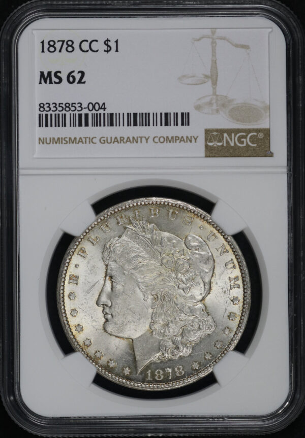 Obverse of this 1878-CC Morgan Dollar NGC MS-62