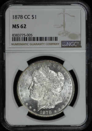 Obverse of this 1878-CC Morgan Dollar NGC MS-62