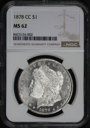 Obverse of this 1878-CC Morgan Dollar NGC MS-62