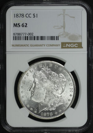 Obverse of this 1878-CC Morgan Dollar NGC MS-62