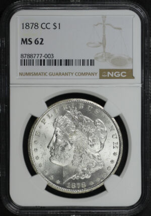Obverse of this 1878-CC Morgan Dollar NGC MS-62