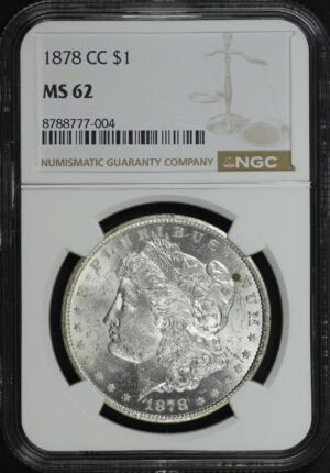 Obverse of this 1878-CC Morgan Dollar NGC MS-62