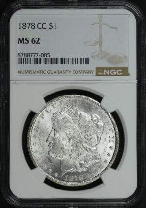 Obverse of this 1878-CC Morgan Dollar NGC MS-62