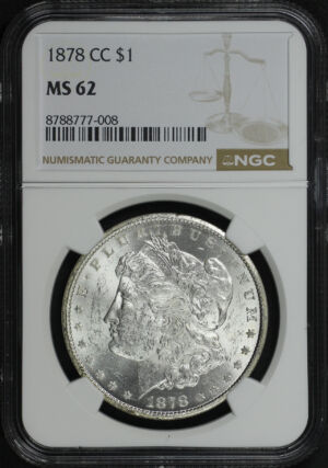 Obverse of this 1878-CC Morgan Dollar NGC MS-62
