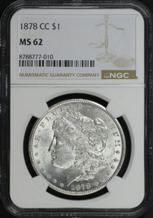 Obverse of this 1878-CC Morgan Dollar NGC MS-62