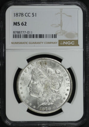 Obverse of this 1878-CC Morgan Dollar NGC MS-62