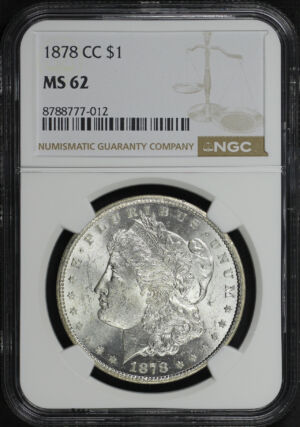 Obverse of this 1878-CC Morgan Dollar NGC MS-62