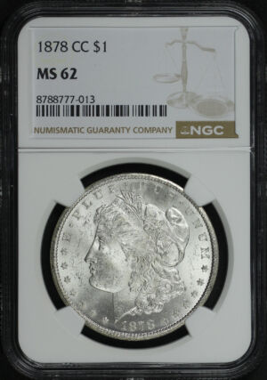 Obverse of this 1878-CC Morgan Dollar NGC MS-62