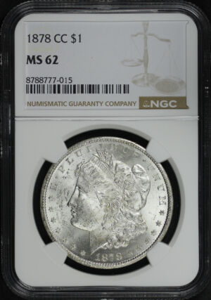 Obverse of this 1878-CC Morgan Dollar NGC MS-62