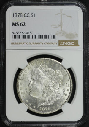 Obverse of this 1878-CC Morgan Dollar NGC MS-62