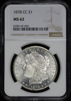 Obverse of this 1878-CC Morgan Dollar NGC MS-62