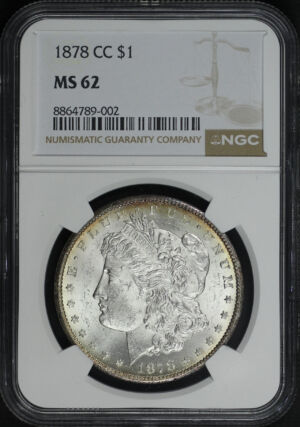 Obverse of this 1878-CC Morgan Dollar NGC MS-62