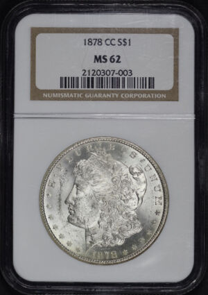 Obverse of this 1878-CC Morgan Dollar NGC MS-62