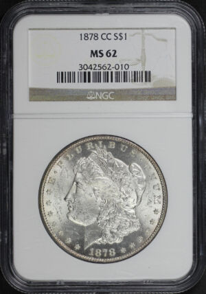 Obverse of this 1878-CC Morgan Dollar NGC MS-62