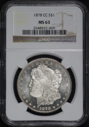 Obverse of this 1878-CC Morgan Dollar NGC MS-63