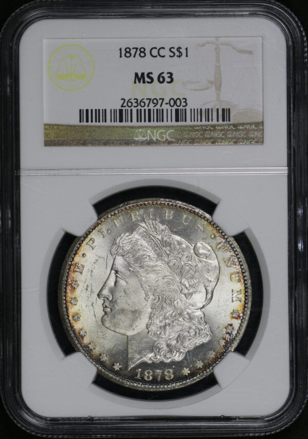 Obverse of this 1878-CC Morgan Dollar NGC MS-63