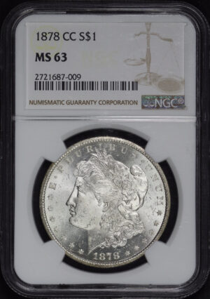Obverse of this 1878-CC Morgan Dollar NGC MS-63