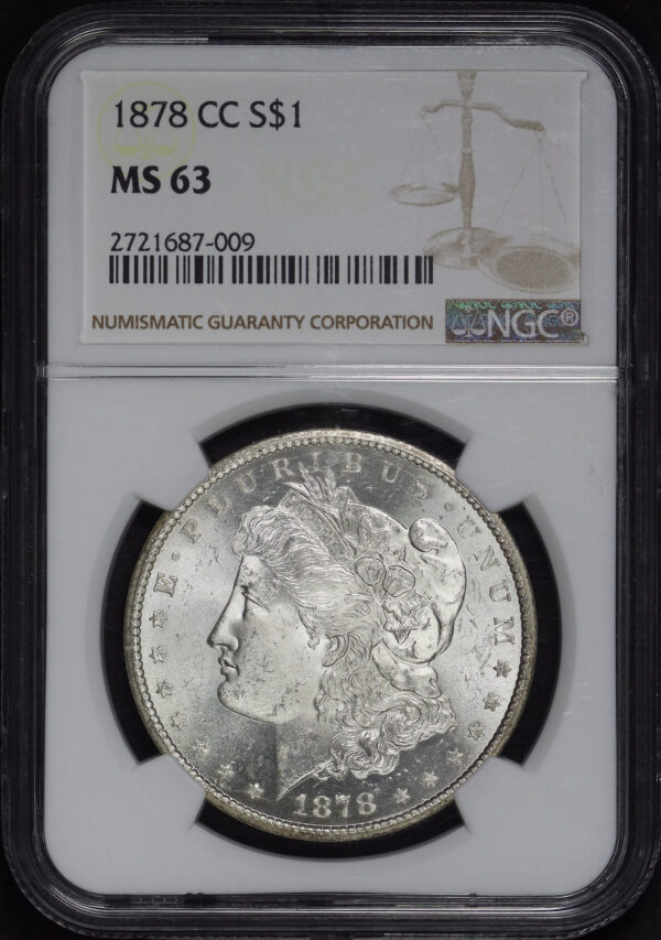Obverse of this 1878-CC Morgan Dollar NGC MS-63