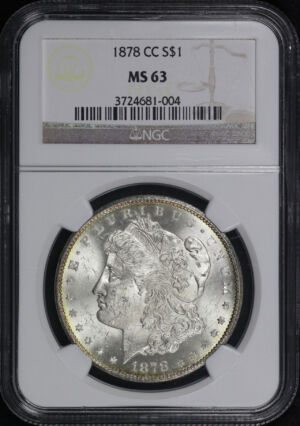Obverse of this 1878-CC Morgan Dollar NGC MS-63